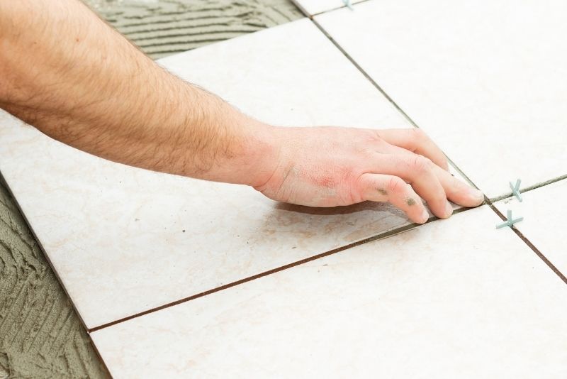 ongoing floor tiling